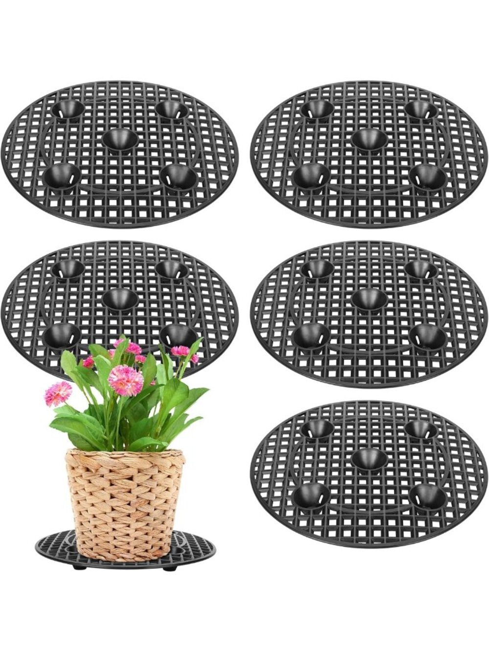 6 Pcs Large Plant Stands for Indoor/Outdoor, 12 Inch Patio Floor Protectors